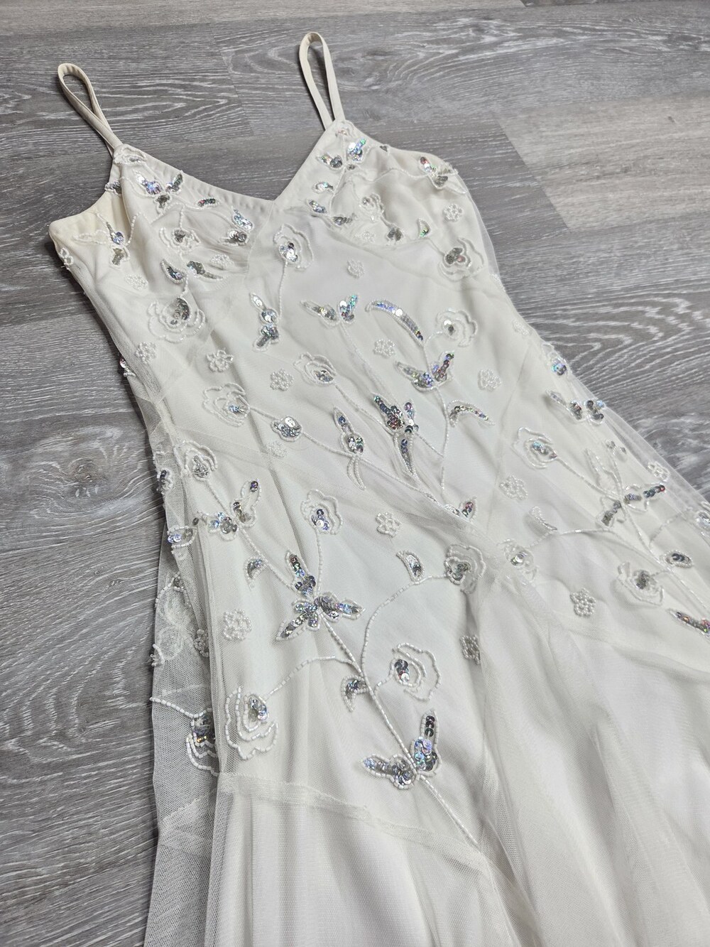 Together White Sequin Beaded Women's Evening Dress Size 6 - Picture 11 of 14